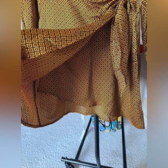 Michael Kors Button Down Tie Shirt Dress in Marigold Black Women’s Large - Picture 5 of 6